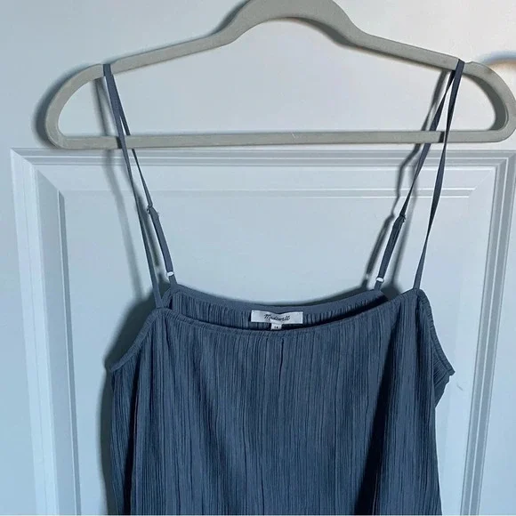 New! Madewell The Goldie Dress in Plissé Teapot Blue nwt 18959